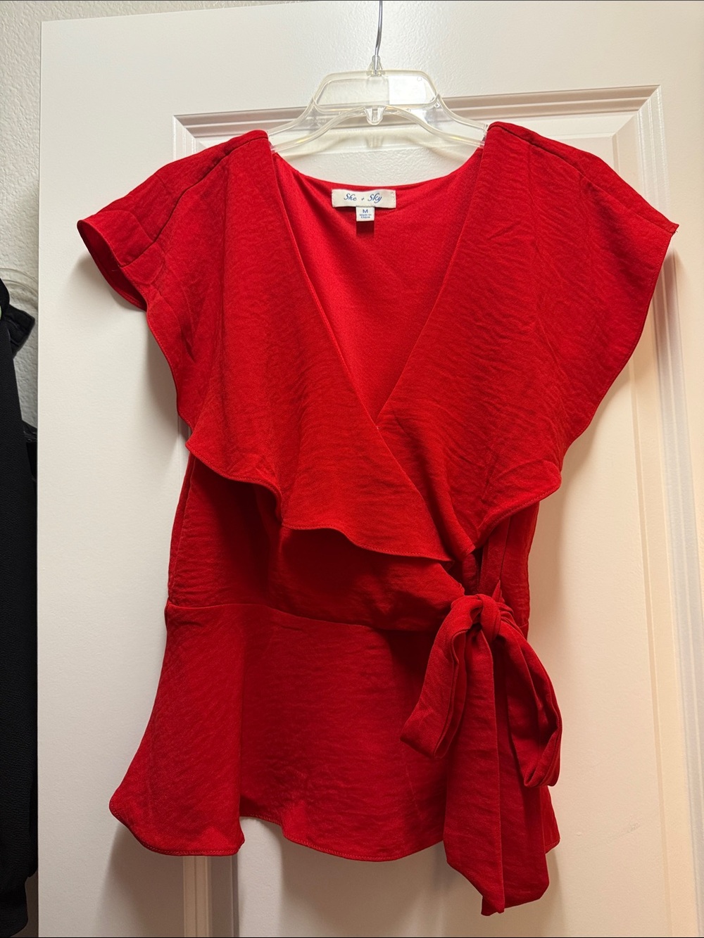 Red Wrap Peplum Top